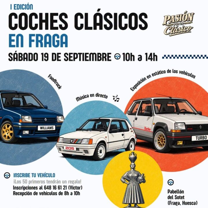 El Pabellón El Sotet de Fraga acoge la I edición de Coches Clásicos el 19 de septiembre